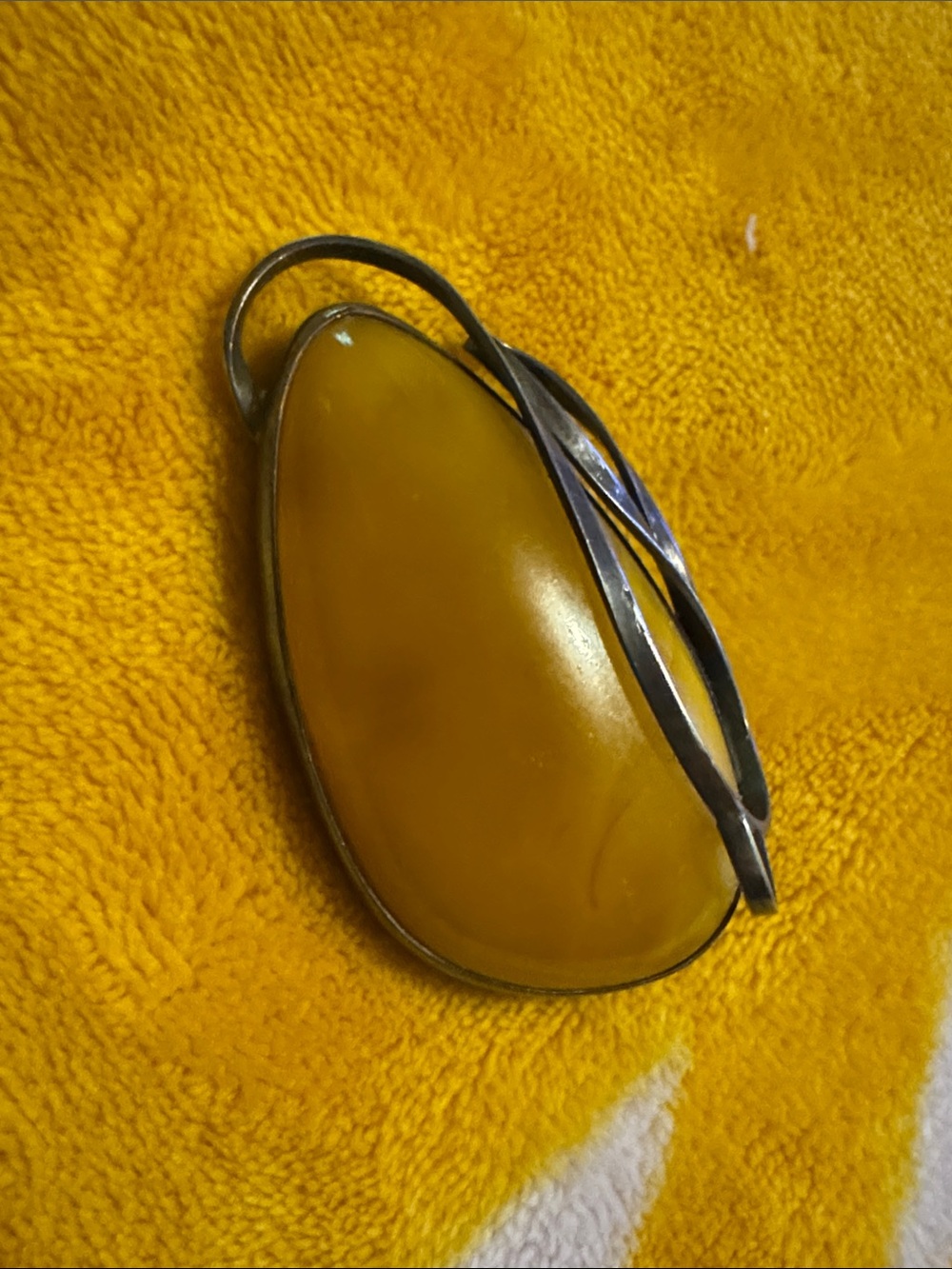 Antique Baltic Amber Eggyoke Teardrop Brooch Pin -925 silver - Picture 8 of 8